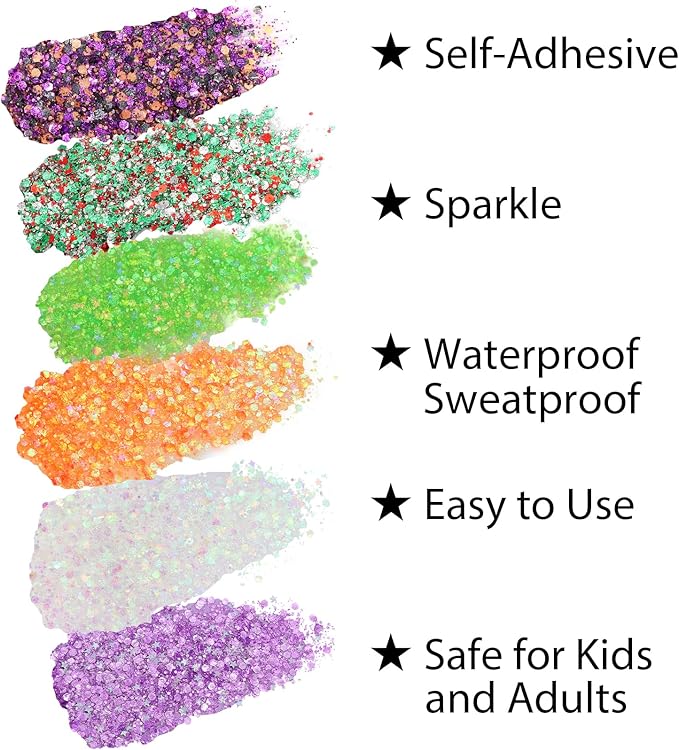 Mysense Christmas Glitter Stick for Face Hair Body, Red Silver Green Chunky Sparkling Glitter Makeup, Christmas Party Costume Accessories, Stocking Stuffers Gifts for Women Girls Kids, 0.56oz