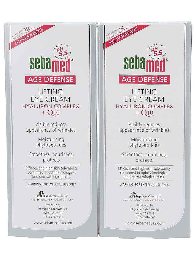 Sebamed Anti Aging Afe defense Q10 Lifting Eye Cream Hyaluron Complex - Visibly Reduces the Apperance of Wrinkles (15mL) Pack of 2