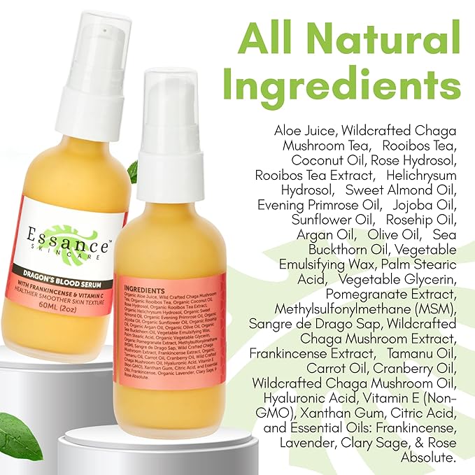 Essance Dragon’s Blood Face Serum – 60 mL | Lightweight Facial Serum for Daily Skincare Routine, Travel Essentials Kit | Vegan, Plant-Based Skincare for Women & Men