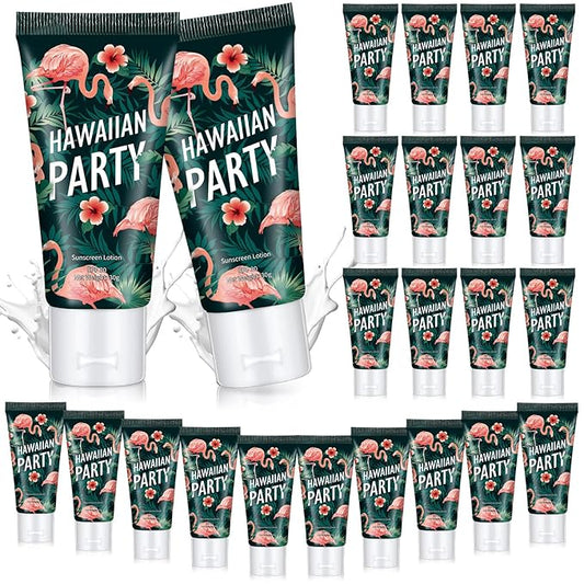 24 Pcs Mini Sunscreen Bulk for Summer Wedding Party Spf 30 Water Resistant Sunscreen Lotion Bulk 1oz Travel Size for Thank You Gifts Wedding Party Supplies(White Cream,Flamingo)
