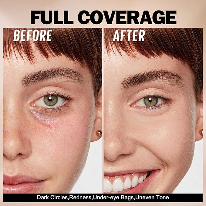 Liquid Concealer, Under Eye Full Coverage Concealers for Dark Circles, Fine Lines, Redness,Waterproof, Firming,Color Correcting Long lasting Makeup Concealer for Women (03#Medium)