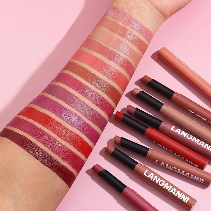 Jolilab 6Pcs Velvet Matte Lipstick Nude Matte Soft Dark Color Stick High Pigmented Long-Lasting Waterproof Lip Stick Lip Balm Beauty Cosmetics Gift for Girls and Women(01#-06#)