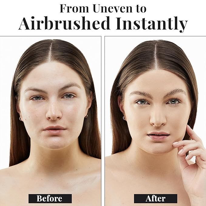 Jerome Alexander MagicMinerals AirBrush Foundation – 2 Piece Set with Airbrush Foundation and Kabuki Brush - Spray Makeup with Anti-aging Ingredients for Smooth Radiant Skin - Light