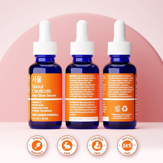Korean Vitamin C Serum + 97.5% Snail Mucin Eye Cream Set for Glowing Skin & Youthful Eyes