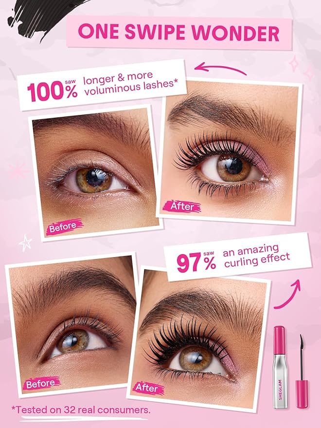 SHEGLAM Lashlighter Up & Out Mascara Volumizing and Lengthening Waterproof Long-lasting Condition Lashes Mascara-Black