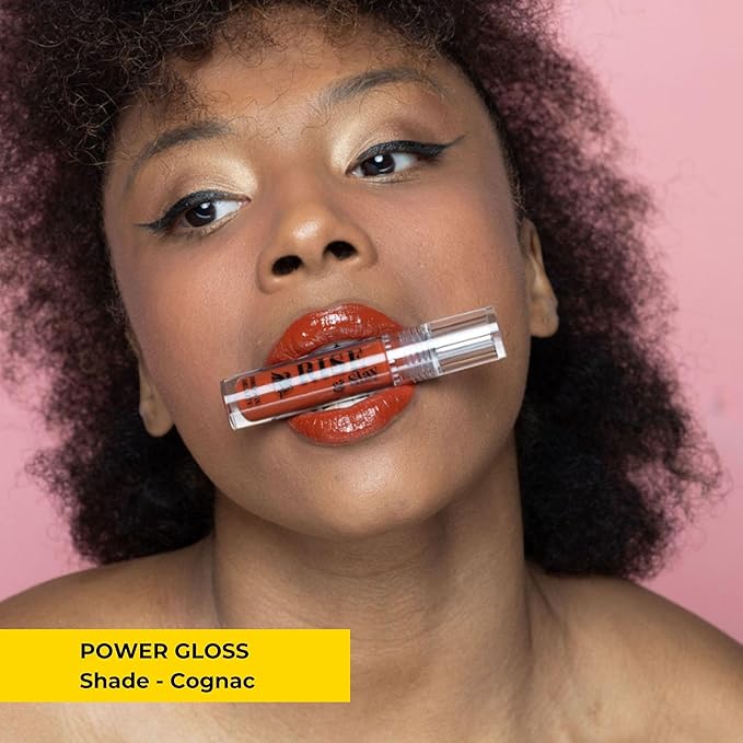 Power Gloss – Deep Brown Non-Sticky Lip Gloss with High Pigment, Hyaluronic Acid, Jojoba, Castor Oil & Vitamin E for Rich, Moisturizing Color (Cognac)
