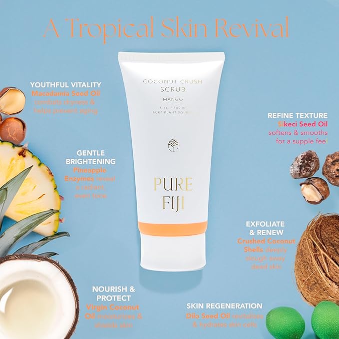 Pure Fiji Coconut Crush Scrub, Mango (6oz/180ml)