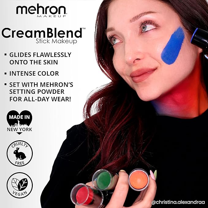 Mehron Makeup CreamBlend Stick | Face Paint, Body Paint, & Foundation Cream Makeup | Perfect for Halloween .75 oz (21 g) (Pastel Green)