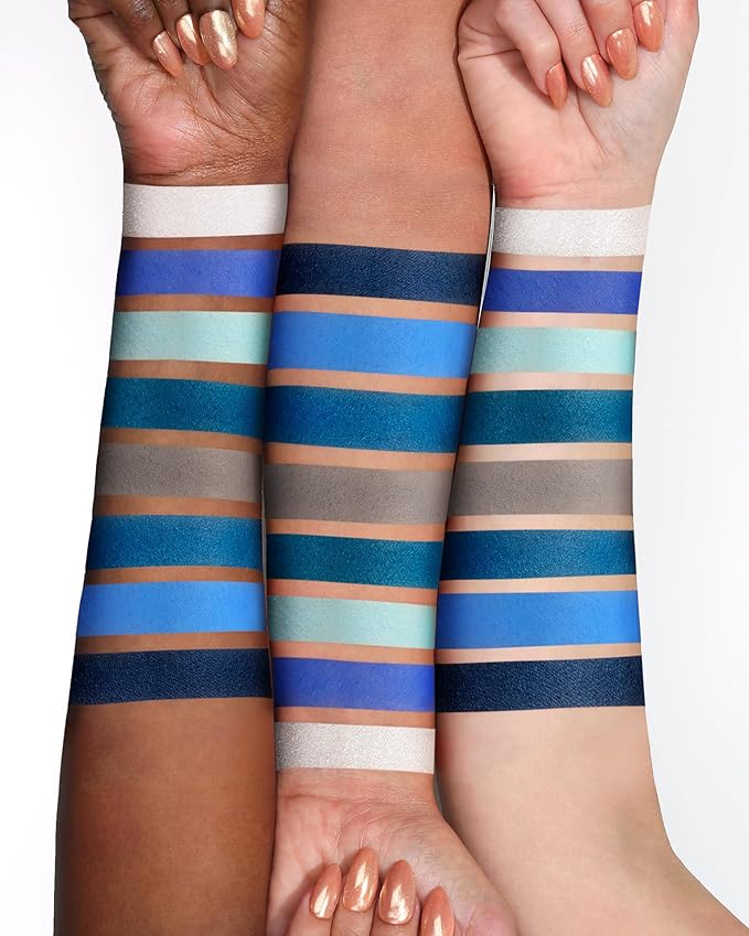Blue Eyeshadow Matte Palette 8Color Long Lasting Teal Eyeshadow for Cool Tone Makeup, Shimmery Eye Looks, High Pigmented & Easy to Blend (Blue)