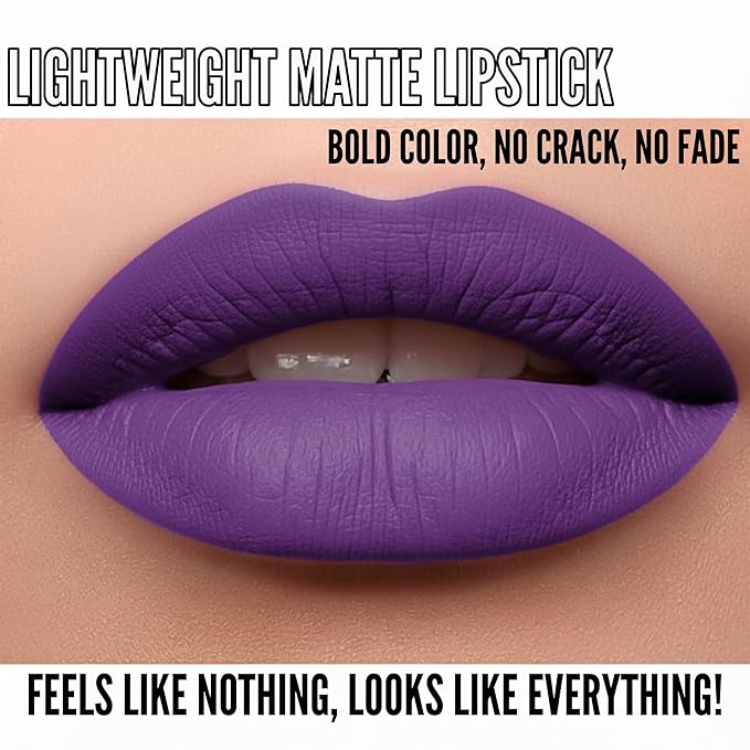Mynena True Violet Purple Matte Liquid Lipstick | Long-Lasting Comfort | Smudge-Proof Transfer-Resistant | Full Coverage Non-Drying | Vegan & Cruelty-Free | All-Day Wear Lip Color | Sofia
