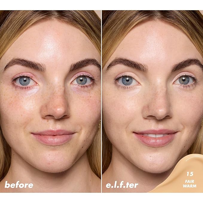 e.l.f. Soft Glam Satin Concealer, Medium Coverage For Blemishes & Under-Eye, Crease-Resistant, Long Lasting, Vegan & Cruelty-Free, 15 Fair Warm