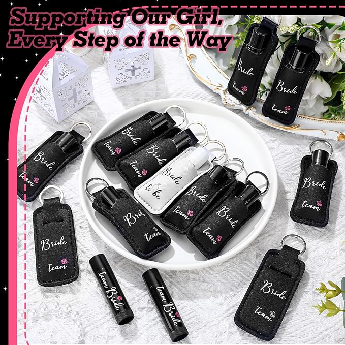 24 Pcs/12 Set Bride and Bridesmaid Lip Balm Gifts Bulk 11 Pack Black Bridesmaid Themed 1 Pcs White Bride Themed Each One Has 1 Pouch Bachelorette Party Supplies Wedding Gifts