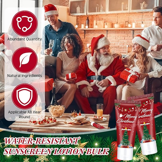 24 Pcs Mini Sunscreen Bulk for Christmas Party SPF 30 Water Resistant Sunscreen Lotion Bulk 1oz Travel Size for Thank You Gifts Christmas Party Supplies
