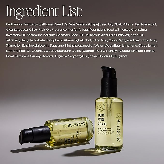 Arbonne BodyCare Skin Oil – Lightweight Moisturizing Blend with Omega Fatty Acids, Hyaluronic Acid, & Essential Oils for Hydration, Radiance, Smooth Skin, Firmness, & Spa-Like Sensory Experience