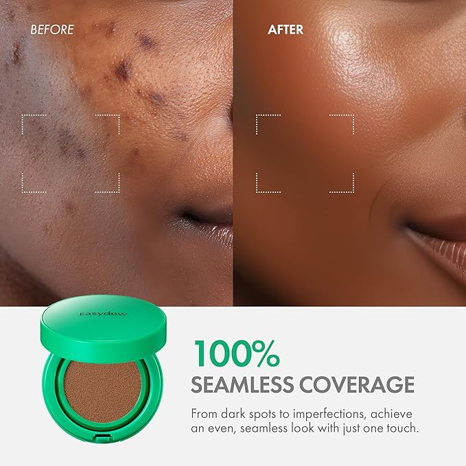 Easydew Mela B Toning Ampoule Cushion - 2-in-1 Korean Skin Care & Face Beauty Makeup - Age-Defying Full Coverage Cushion Foundation with Niacinamide & Hyaluron-Vital C 0.45 oz (#25 Honey)