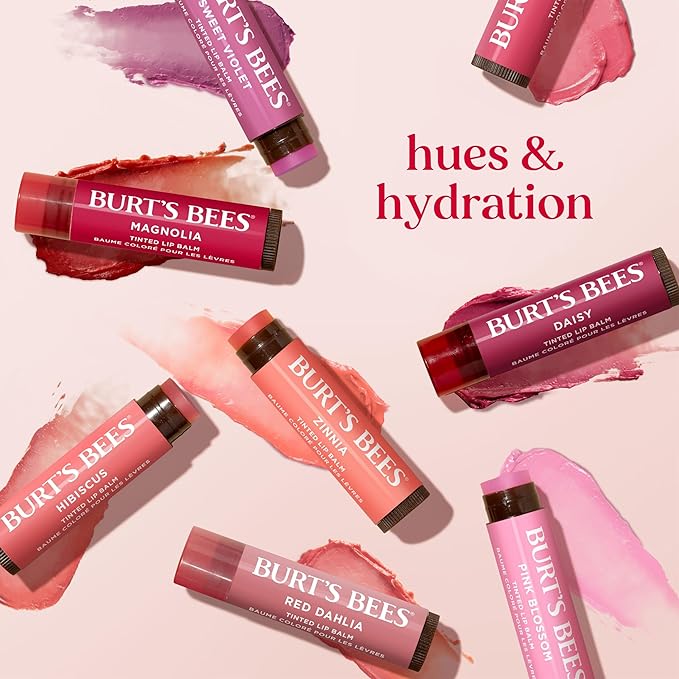 Burt's Bees Lip Tint Balm Stocking Stuffers Gifts, Long Lasting 2 in 1 Duo Tinted Balm Formula, Color Infused with Hydrating Shea Butter for a Natural Looking Buildable Finish, Petal Rose (2-Pack)