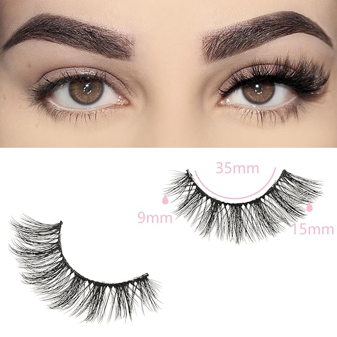 FARRED Cat Eye Lashes Natural Wispy Eyelashes Fluffy False Lash Strips Short Cateye Fake Eyelash 14mm Full Strip Lashes Pack 7 Pairs Pestañas Sets for MUA and Beginners Daily Makeup
