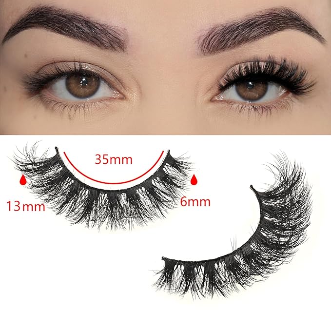 FARRED Lashes Cat Eye False Eyelashes Fluffy Wispy Lash Strips Natural Voume Fake Eyelash Mink Eye Lashes Natural Looking 7 Pairs Full Short Strip Pestañas Set Small Cateye Easy Lashes for Beginners