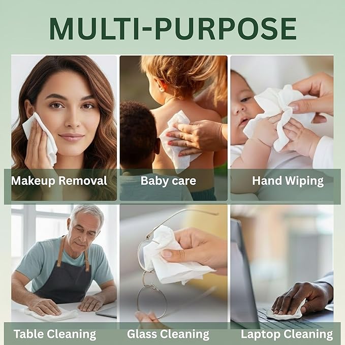 Softlycleanse Disposable Makeup Remover Face Towels – 50 PCS Soft Plant-Based Face Towels Disposable – Double-Sided Facial Cleansing Towels for Makeup Removal, Skin Care & Daily Use