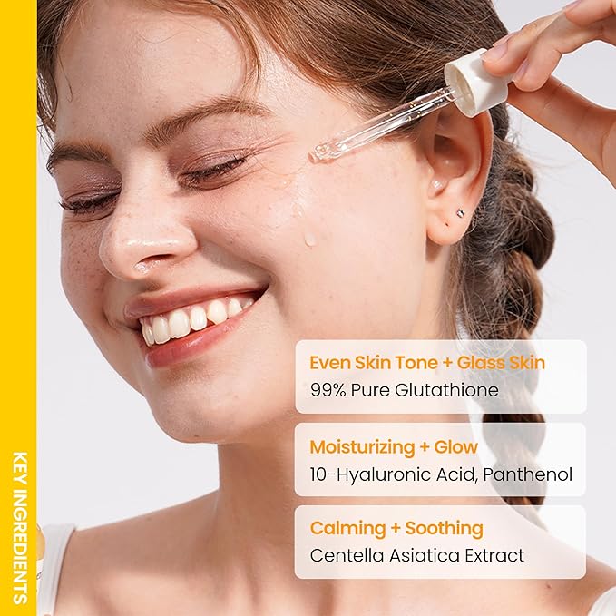 ONGREDIENTS Skin Barrier Glow Serum, 99% Pure Glutathione, Panthenol, Hyaluronic Acid, Glass Skin, Dark Spot, Uneven Skin Tone, Soothing, Dry and Sensitive Skin, Korean Skin Care, 1.69 fl. oz. / 50ml