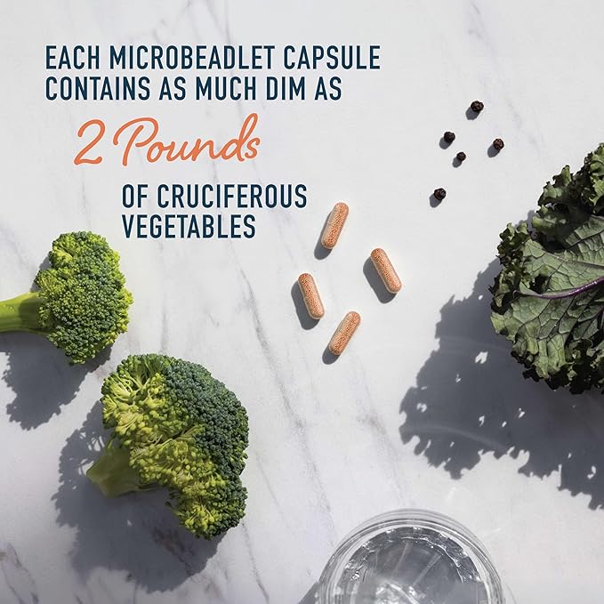 DIM Supplement 200 mg for Hormone Balance | Delayed-Release Microbeadlets | Estrogen Balance for Women & Men, Hormonal Acne Supplements, Menopause & Antioxidant Support | Vegan, Soy Free | 60 Ct.