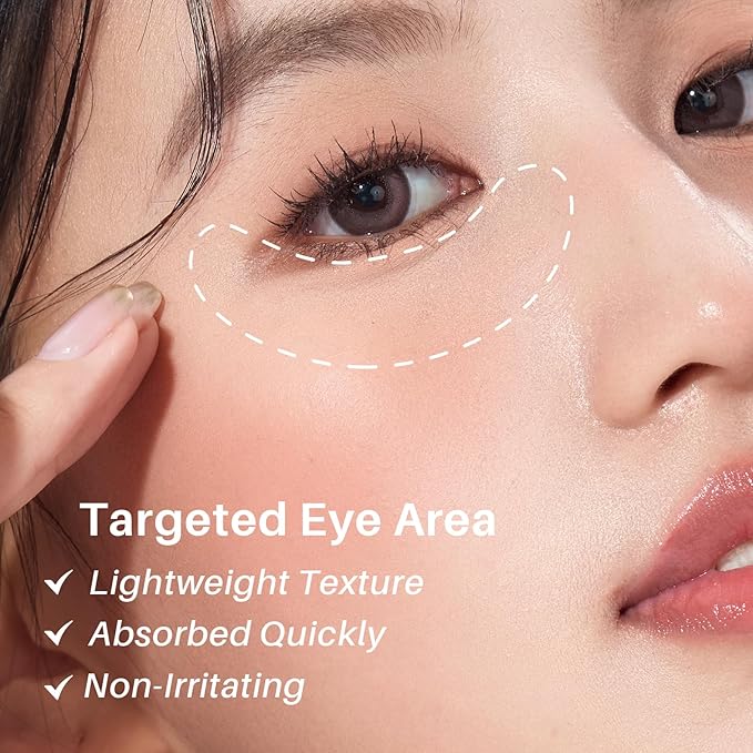 Caffeine Eye Cream, Under Eye Cream for Dark Circles, Puffiness & Puffy Bags, Wrinkles Fine Lines, Eye Roller Serum with 360° Massage Ball for Women and Men - 0.7 fl. oz