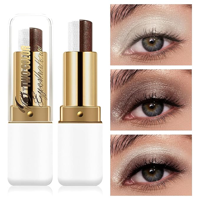 Boobeen Waterproof Eyeshadow Stick, 2-Color Shimmer Eye Makeup, All Day Wear, Silky Smooth & Beginner-Friendly Eye Shadow