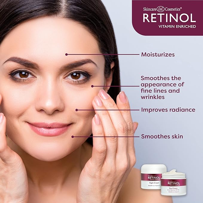 LIVAURA Retinol Anti-Aging, Vitamin Enriched Night Cream & Day Cream - Your 24 HOUR skincare duo that works day and night to give you younger-looking skin, 1 Ounce Each