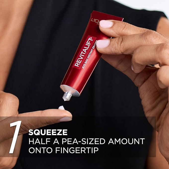 L'Oreal Paris Revitalift Triple Power Eye Bag Instant Eraser, Eye Tightener Treatment to Firm Bags, 0.5 oz + Sample