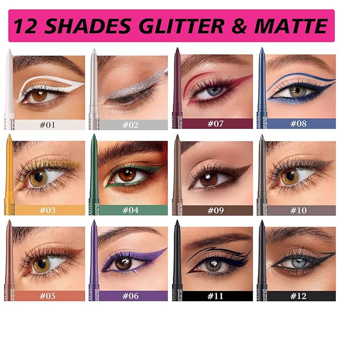 Gold Eyeliner Retractable Gold Glitter Eyeliner Pencil Waterproof Long Lasting Smudge-proof Hypoallergenic #03