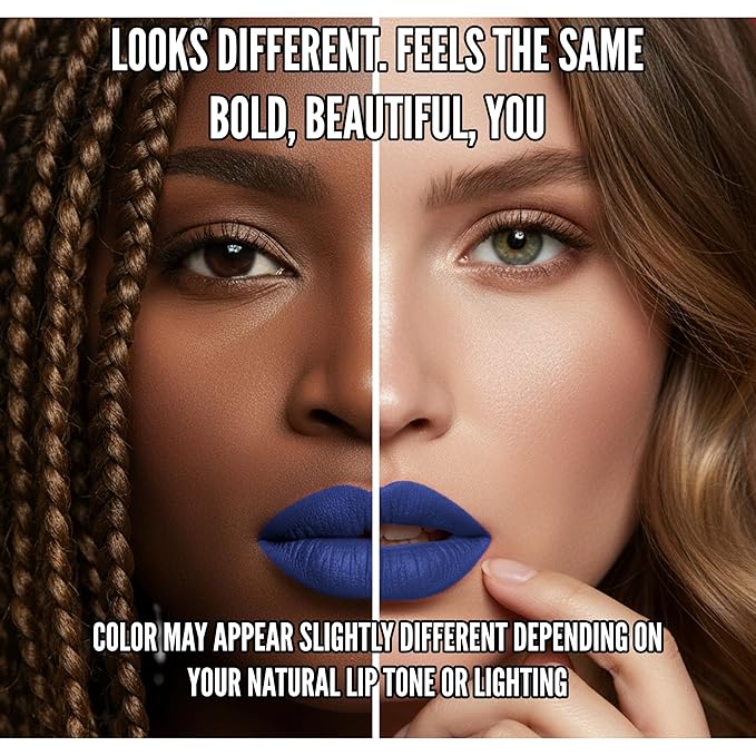 Mynena Vivid Electric Blue Matte Liquid Lipstick | Long-Lasting Comfort Matte | Smudge-Proof Transfer-Resistant | Full Coverage Non-Drying | Vegan & Cruelty-Free | All-Day Wear Lip Color | Mavi