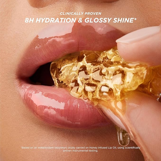 Gisou Honey Infused Hydrating Lip Oil, Nourishing Lip Moisturizer for Dry Lips (Fresh Honey)