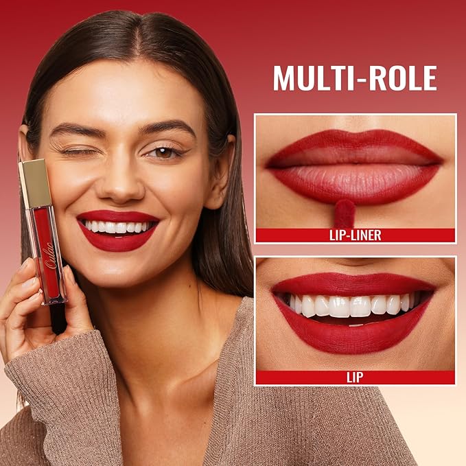 Oulac Red Matte Lipstick for Women, Classic Red Lip Stain Long Lasting Waterproof, No Transfer, Creamy High Pigmented Formula with Rose Oil, Vegan & Cruelty-Free, M02