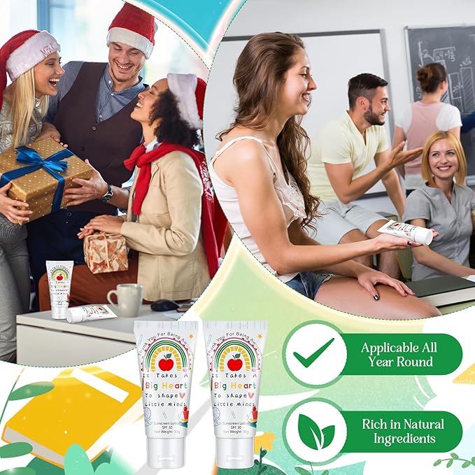 24 Pcs Mini Sunscreen Bulk for Teacher Gifts SPF 30 Water Resistant Sunscreen Lotion Bulk 1oz Travel Size for Thank You Gifts Wedding Party Supplies