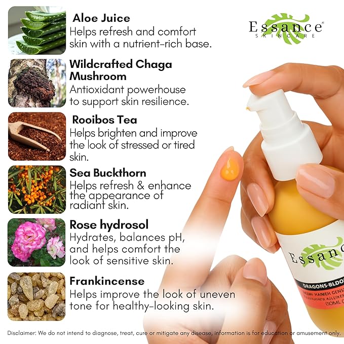 Essance Dragon’s Blood Face Serum – 60 mL | Lightweight Facial Serum for Daily Skincare Routine, Travel Essentials Kit | Vegan, Plant-Based Skincare for Women & Men