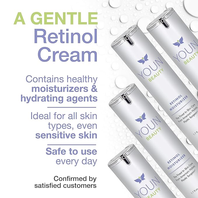YOUN Beauty Retinol Night Cream Moisturizer for Face by Holistic Dr. Anthony Youn – Paraben-Free Face Moisturizer with Vitamin B5 & E, Hyaluronic Acid, and Green Tea for Skin Renewal, 50ml