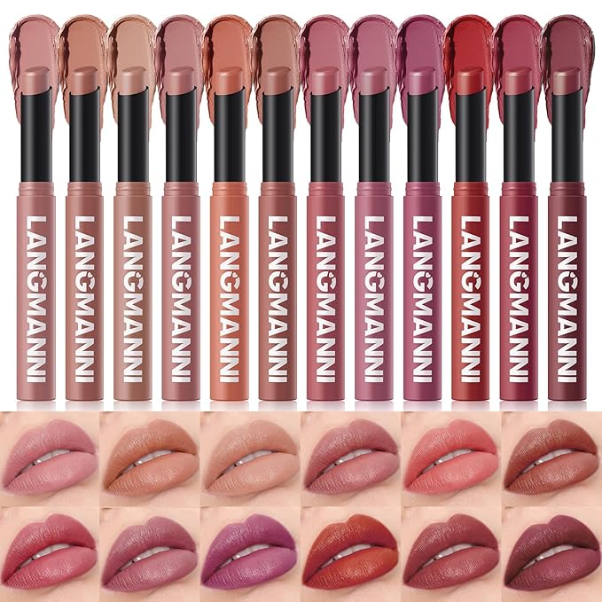 Jolilab 8Pcs Glitter Lip Kit - Velvet Matte & Nude Matte Lipstick + Glitter Lip Gloss/Glitter Lipstick High Pigmented Long-Lasting Waterproof Beauty Cosmetics Gift for Women Girls(SET E)