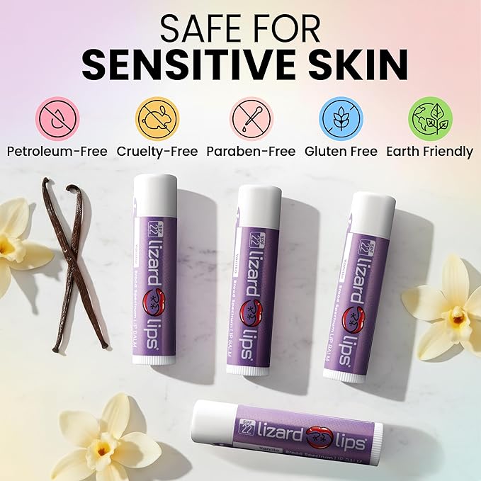 Lizard Lips SPF 22 Lip Balm - Original Vanilla 4 Pack (4)