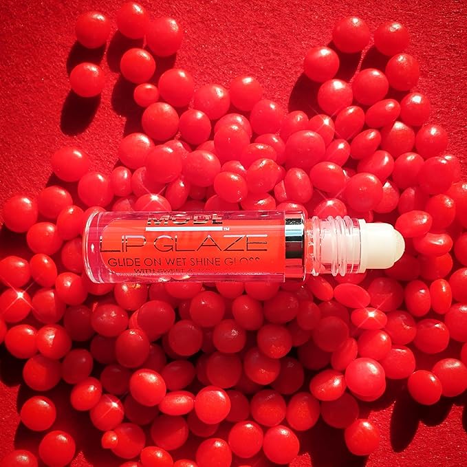 MODE Lip Glaze Flavored Lip Gloss RED HOT CINNAMON Flavor Roll On Sweet Wet Delicious Nourishing Shine, Hydrating Moisturizing Natural Skincare Fruit Oils