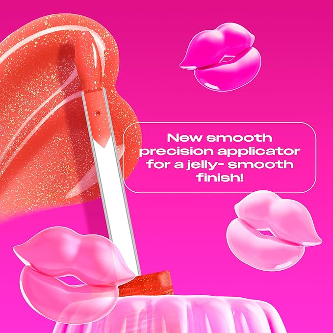 NYX PROFESSIONAL MAKEUP Jelly Job Lip Gloss, Lip Tint Gloss with Full-Bodied, Smoothing, and Hyper-Glossy Shine - Jelly Squeeze (Peach Pearl Shimmer)