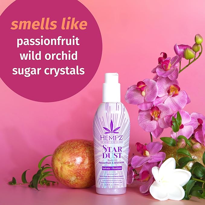 Hempz Star Dust Body Oil, Highlighting Moisturizer, Silver Shimmer Gel, Unicorn Sparkle, 6.76 oz.