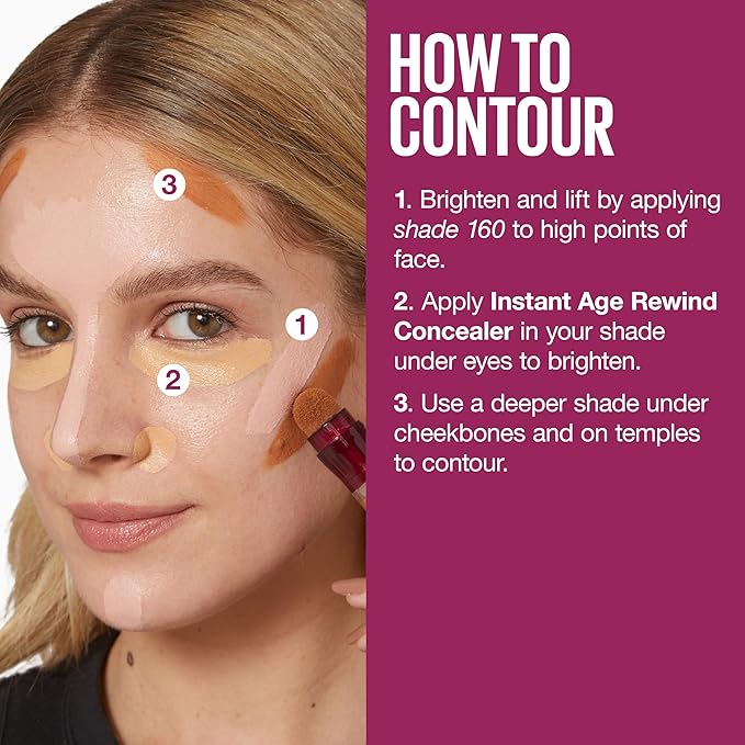 Maybelline Instant Age Rewind Instant Eraser Multi-Use Concealer, Crease-Resistant Coverage, Up to 12HR Moisturizing Wear, 190, 1 Count