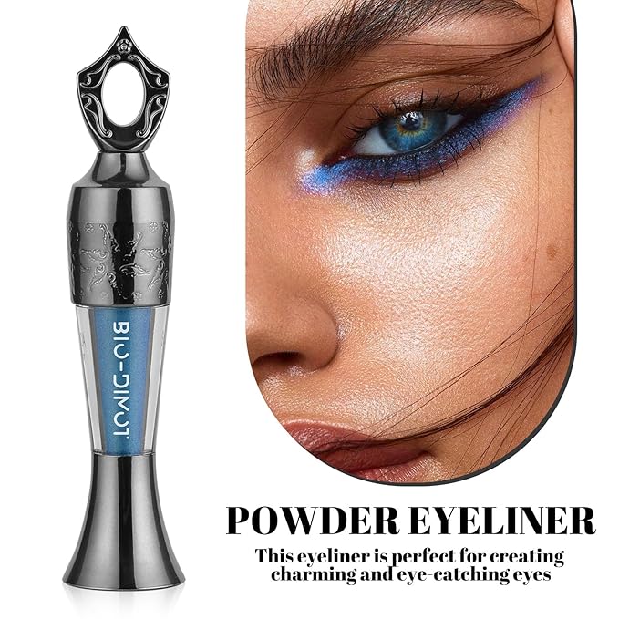 Sheda Powder Eyeliner, a handcrafted, 100% natural powder eyeliner, waterproof, long-lasting, rich, smudge-resistant color (Dark Blue)