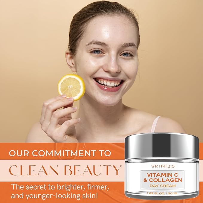 Skin 2.0 Vitamin C & Collagen Face Moisturizer – Hydrating Anti Aging Cream for Smooth & Radiant Skin, Firms & Revives Dull Complexion – Dermatologist Tested, Korean Skin Care, Clean Beauty – 2 Pack