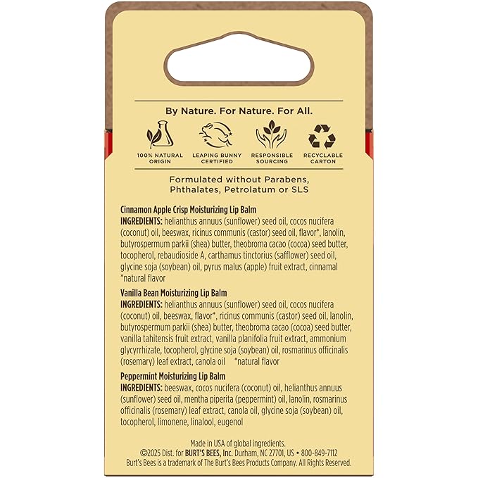 Burt's Bees Stocking Stuffers, Winter Wonders Lip Balm Set for Christmas Gifts, With Responsibily Sourced Beeswax, Natural Origin Lip Care, 3 Tubes, 0.15 oz. (Pack of 2)