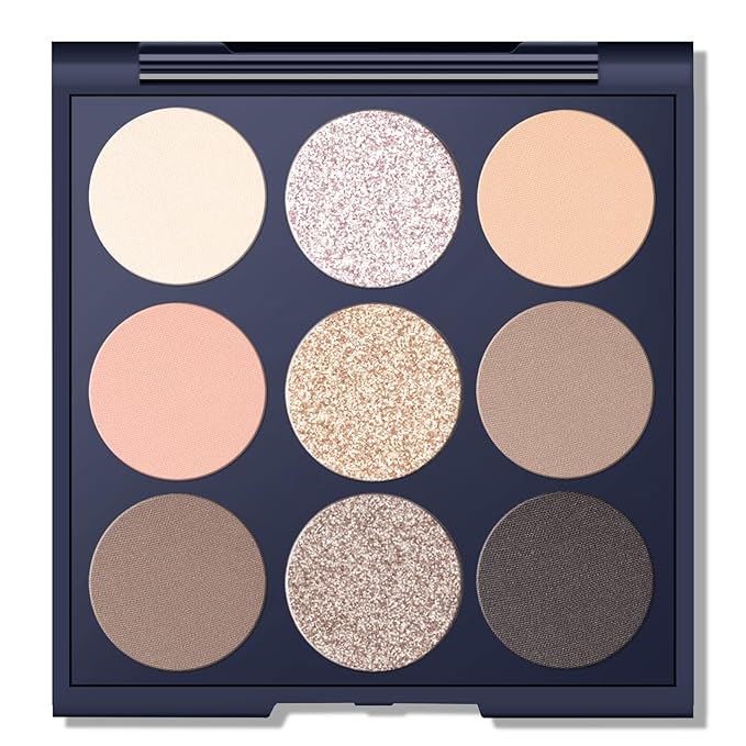Neutral Eyeshadow Palette, Nude Eyeshadow Palette, Matte Eye Shadow Makeup Palette, Long-Lasting Wear, Vegan, Cruelty-Free - 0.3 oz (shimmer champagne)