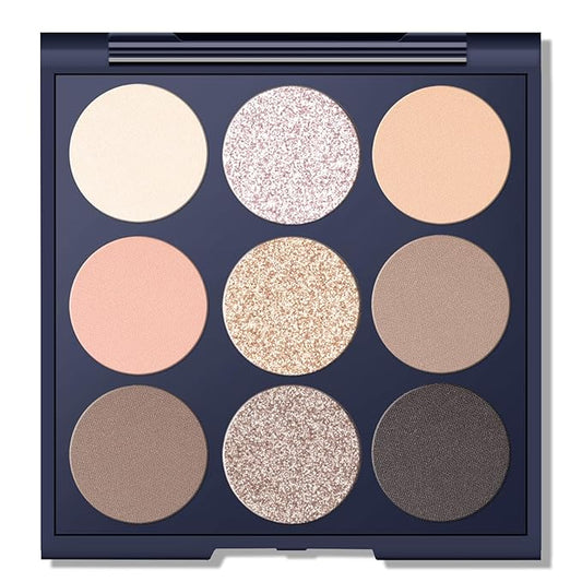 Neutral Eyeshadow Palette, Nude Eyeshadow Palette, Matte Eye Shadow Makeup Palette, Long-Lasting Wear, Vegan, Cruelty-Free - 0.3 oz (shimmer champagne)