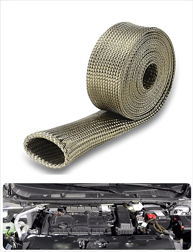 Heat Sleeve Automotive Fuel Line Heat Shield Auto Hose Spark Plug Wire heat Shield Protectors Boots Roll 2500 Degree for Car&Auto Wire Loom Brake Cable (3/4" IDX10', Titanium)