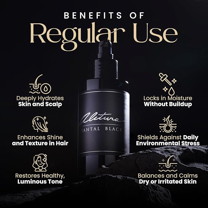 Santal Black, Hair and Body Oil, Essential Oil Botanical Moisturizer (100ml)