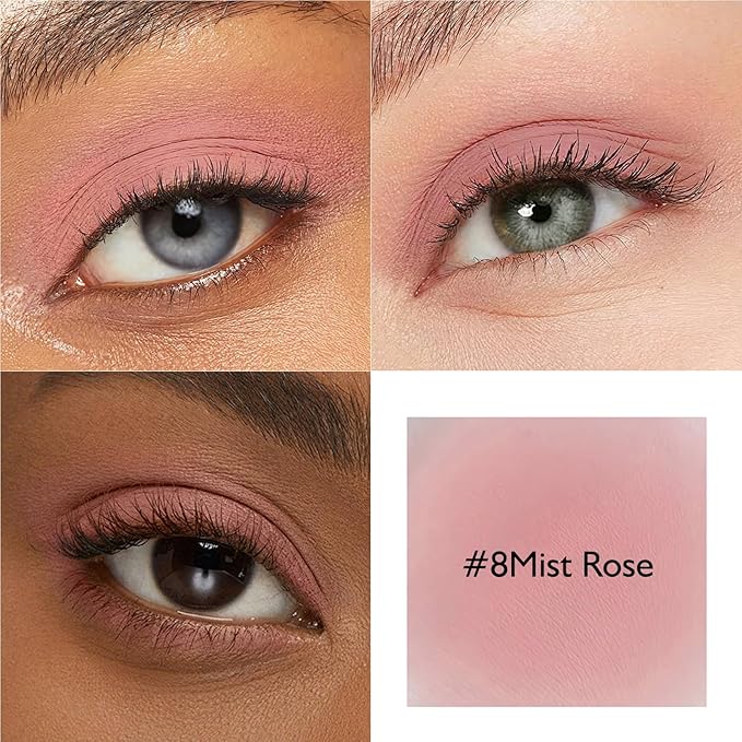 Mist Rose Matte Eyeshadow Palette, Single Neutral Eye Shadow Palette Makeup Velvet Smooth Pressed Powder Lightweight Blendable Eyeshadow for Women Daily Natural Eyes Travel-Friendly